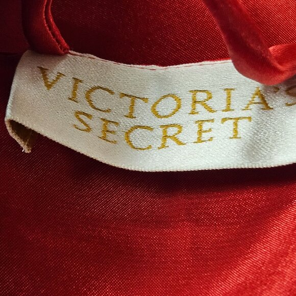 Victoria Secret Wrap Robe Womens Size Small Red Satin Lace Trim Belt Short - Picture 5 of 9